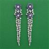 American Diamond Long Earring with Rhodium Plating