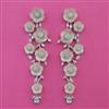 American Diamond Long Earring with Rhodium Plating