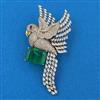 American Diamond Birds Brooch with Mehndi Plating