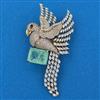 American Diamond Birds Brooch with Mehndi Plating