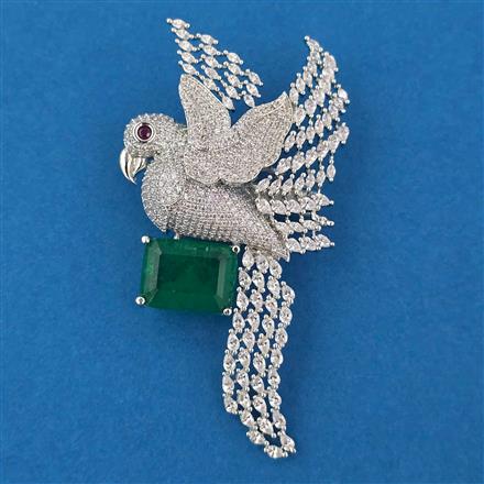 American Diamond Birds Brooch with Rhodium Plating