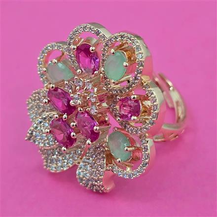 American Diamond Adjustable Ring with Carat Plating