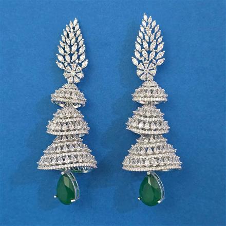American Diamond Jhumki with Rhodium Plating