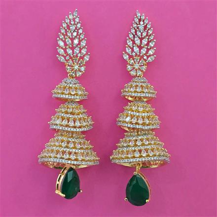 American Diamond Jhumki with 2 Tone Plating