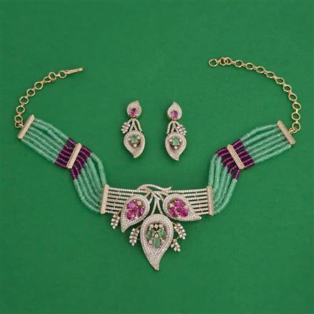 American Diamond Choker Necklace with Carat Plating