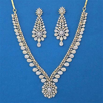 American Diamond Classic Necklace with Rhodium Plating 2 Tone Plating Mehndi Plating