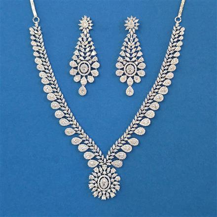 American Diamond Classic Necklace with Rhodium Plating 2 Tone Plating Mehndi Plating