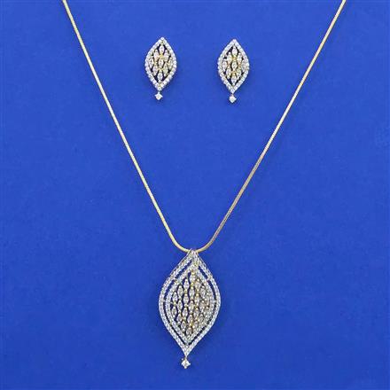 American Diamond Classic Pendant Set with 2 Tone Plating