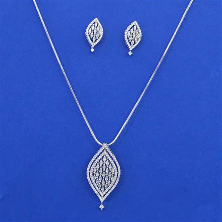 American Diamond Classic Pendant Set with Rhodium Plating