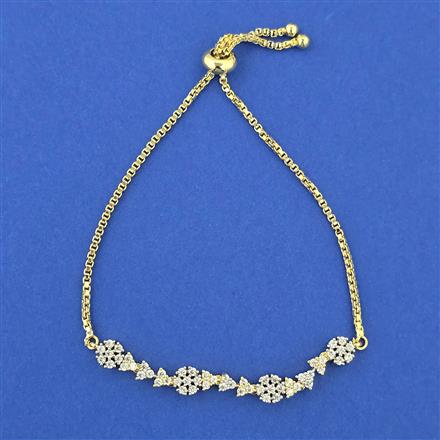 American Diamond Adjustable Bracelet with Rhodium Plating 2 Tone Plating