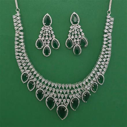 American Diamond Classic Necklace with Rhodium Plating