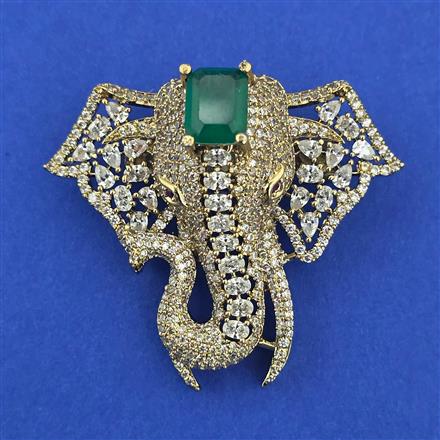 American Diamond Animal Brooch with Mehndi Plating