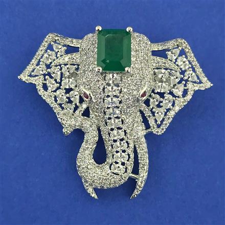 American Diamond Animal Brooch with Rhodium Plating