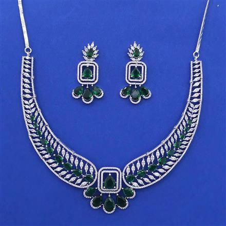 American Diamond Classic Necklace with Rhodium Plating