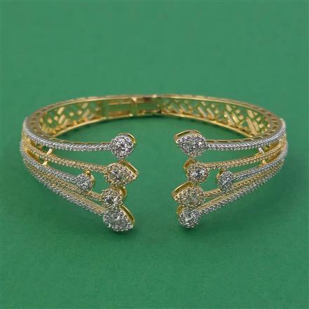 American Diamond Openable kada with Rhodium Plating 2 Tone Plating Mehndi Plating