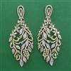 American Diamond Long Earring with Rhodium Plating 2 Tone Plating Mehndi Plating