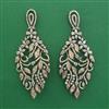 American Diamond Long Earring with Rhodium Plating 2 Tone Plating Mehndi Plating