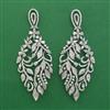 American Diamond Long Earring with Rhodium Plating 2 Tone Plating Mehndi Plating