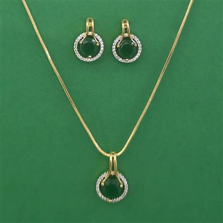 American Diamond Classic Pendant Set with 2 Tone Plating