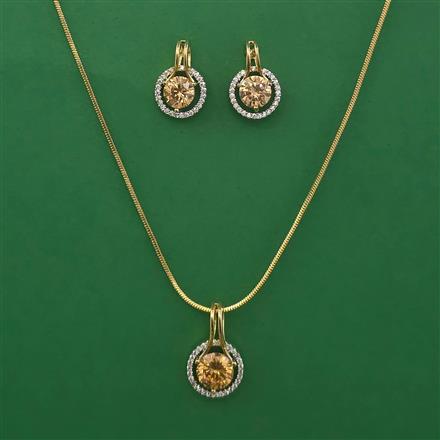 American Diamond Classic Pendant Set with 2 Tone Plating