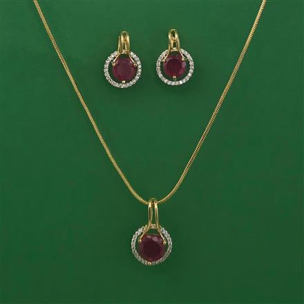 American Diamond Classic Pendant Set with 2 Tone Plating