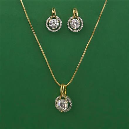 American Diamond Classic Pendant Set with 2 Tone Plating