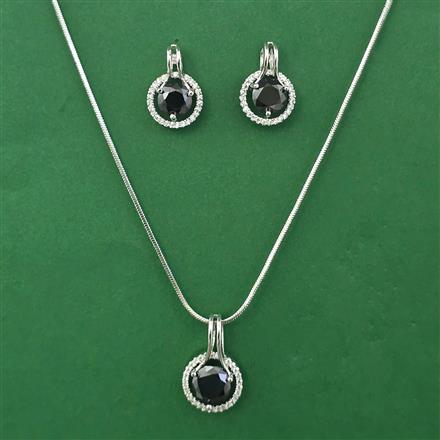 American Diamond Classic Pendant Set with Rhodium Plating