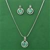 American Diamond Classic Pendant Set with Rhodium Plating