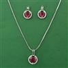 American Diamond Classic Pendant Set with Rhodium Plating