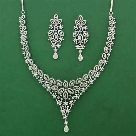American Diamond Classic Necklace with Rhodium Plating 2 Tone Plating Mehndi Plating