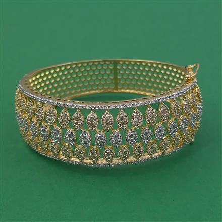American Diamond Broad Kada with Rhodium Plating 2 Tone Plating Mehndi Plating