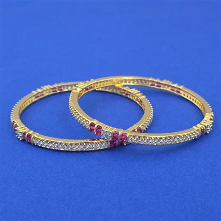 American Diamond 2 Pc Classic Bangles with 2 Tone Plating
