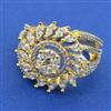 American Diamond Adjustable Ring with Rhodium Plating 2 Tone Plating Mehndi Plating