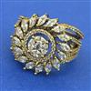 American Diamond Adjustable Ring with Rhodium Plating 2 Tone Plating Mehndi Plating