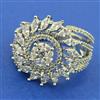 American Diamond Adjustable Ring with Rhodium Plating 2 Tone Plating Mehndi Plating