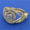 American Diamond Adjustable Ring with Rhodium Plating 2 Tone Plating Mehndi Plating