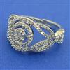 American Diamond Adjustable Ring with Rhodium Plating 2 Tone Plating Mehndi Plating