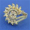 American Diamond Adjustable Ring with Rhodium Plating 2 Tone Plating Mehndi Plating