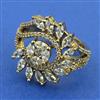 American Diamond Adjustable Ring with Rhodium Plating 2 Tone Plating Mehndi Plating