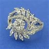 American Diamond Adjustable Ring with Rhodium Plating 2 Tone Plating Mehndi Plating