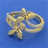 American Diamond Adjustable Ring with Rhodium Plating 2 Tone Plating Mehndi Plating