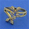 American Diamond Adjustable Ring with Rhodium Plating 2 Tone Plating Mehndi Plating