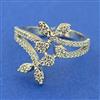 American Diamond Adjustable Ring with Rhodium Plating 2 Tone Plating Mehndi Plating