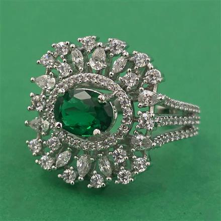 American Diamond Adjustable Ring with Rhodium Plating