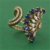 American Diamond Adjustable Ring with Mehndi Plating