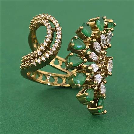 American Diamond Adjustable Ring with Mehndi Plating