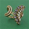 American Diamond Adjustable Ring with Mehndi Plating