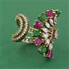 American Diamond Adjustable Ring with Mehndi Plating
