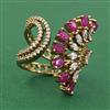 American Diamond Adjustable Ring with Mehndi Plating