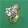 American Diamond Adjustable Ring with 2 Tone Plating